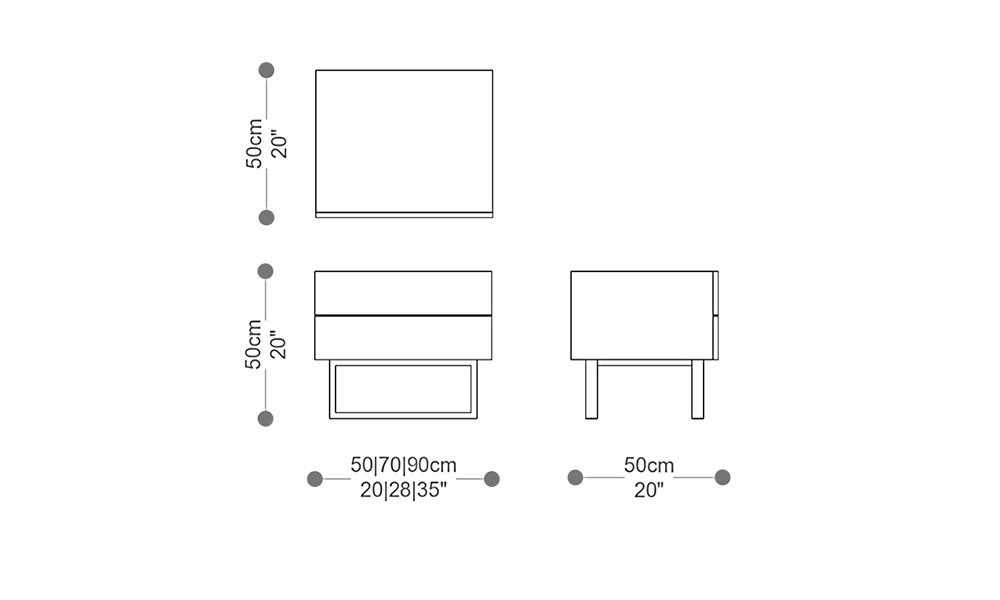 Image of the main dimensions of the product
